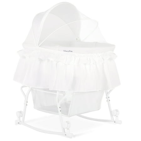 Dream On Me JPMA Certified Lacy Portable 2-in-1 Bassinet & Cradle, White