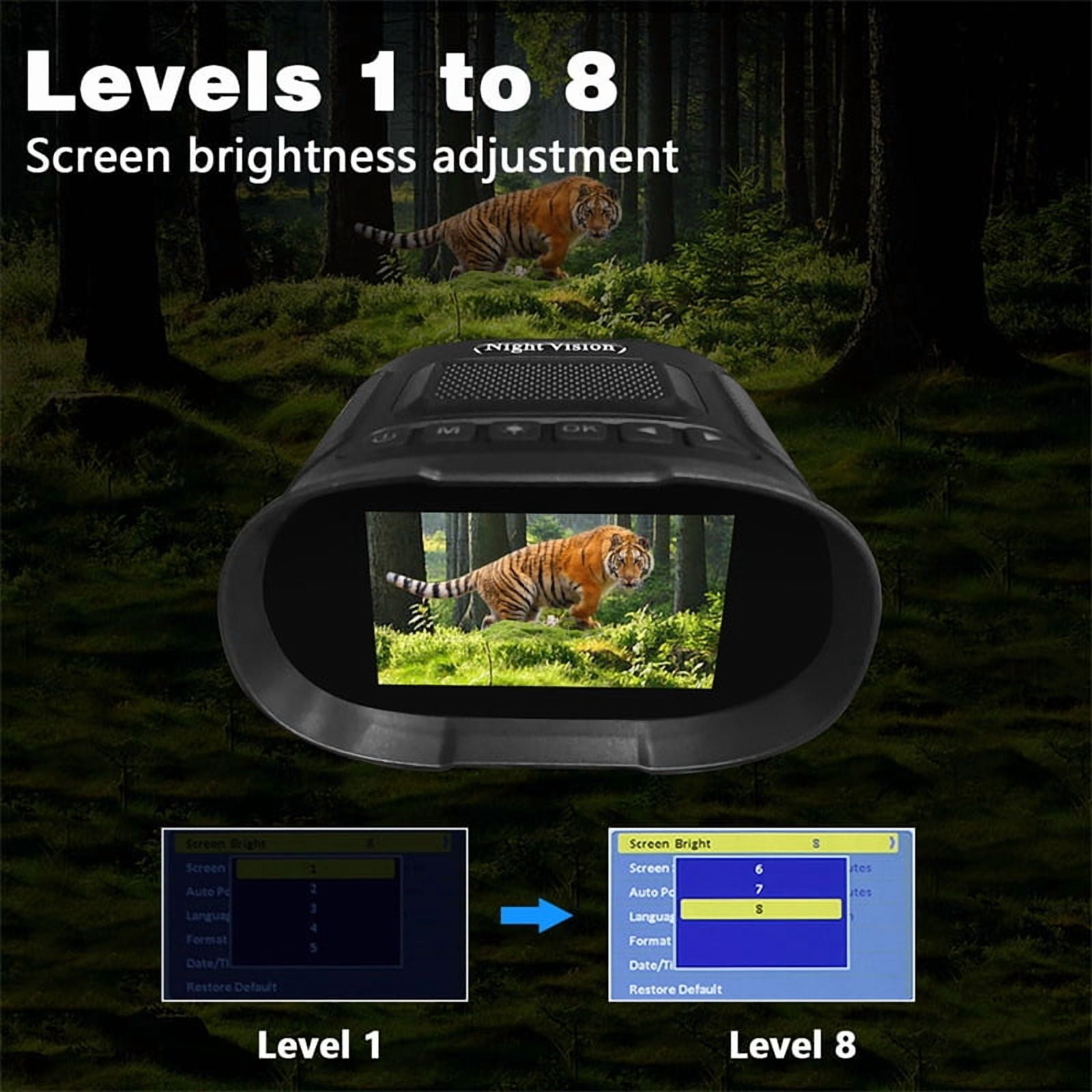 BekinTek Night Vision Binoculars Rechargeable Telescope NVG Infrared Goggles Full Dark Observe Scope 7x IR Adjustment 8x Digital Zoom 2.5K Video 40M Photo 3 Inches Large HD Screen with 32G TF Card