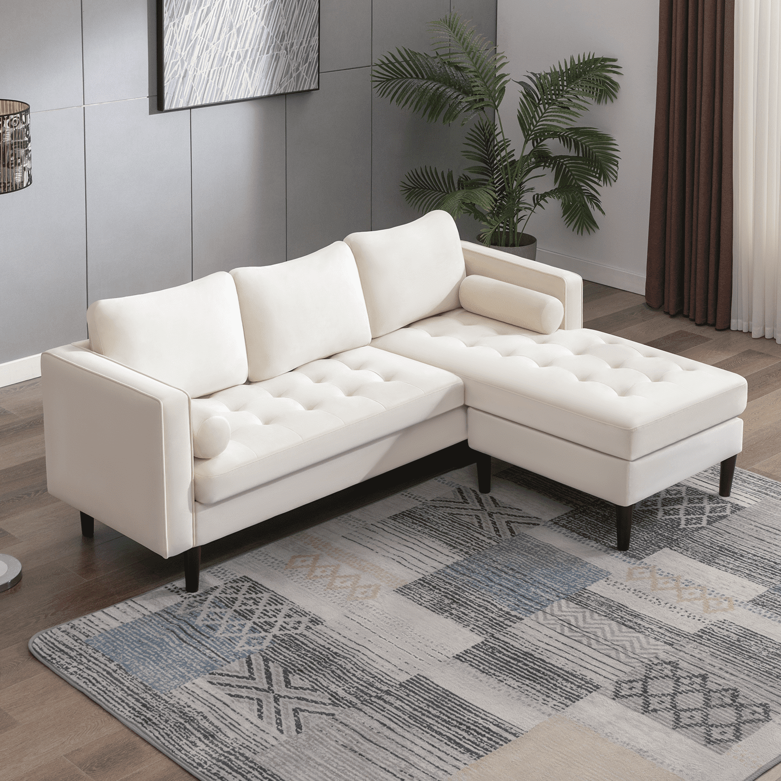 Mjkone Velvet Reversible Sectional Sofa, Modular Sofa Sectionals with ...