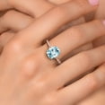 thumbnail image 4 of Gem Stone King 18K Rose Gold Plated Silver Sky Blue Simulated Aquamarine and White Created Sapphire Ring for Women (3.11 Cttw, Gemstone Birthstone, Size 9), 4 of 6
