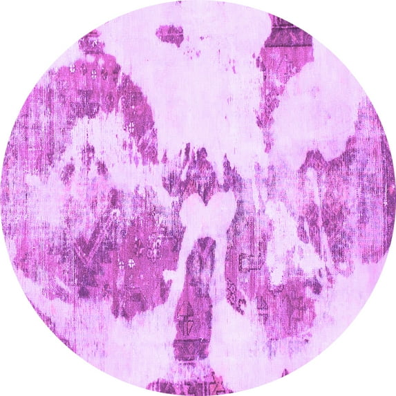 Ahgly Company Indoor Round Abstract Purple Modern Area Rugs, 5' Round