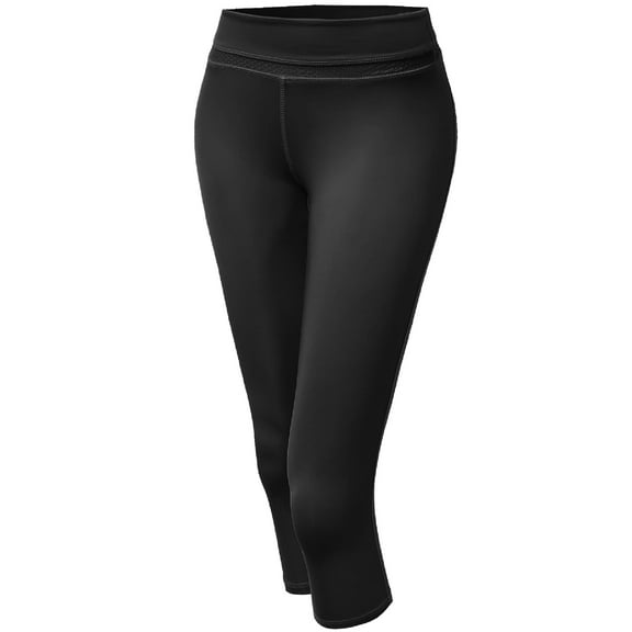 FashionOutfit Women's 3/4 Mesh Contrast Workout Yoga Pants