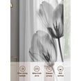 thumbnail image 7 of Grey Spring Tulip Floral Semi Sheer Curtains 72 Inch Length 2 Panels Set, Pastoral Flowers Watercolor Sheer Kitchen Curtain Privacy Voile Window Curtain for Living Room Bedroom Rod Pocket Drapes, 7 of 7