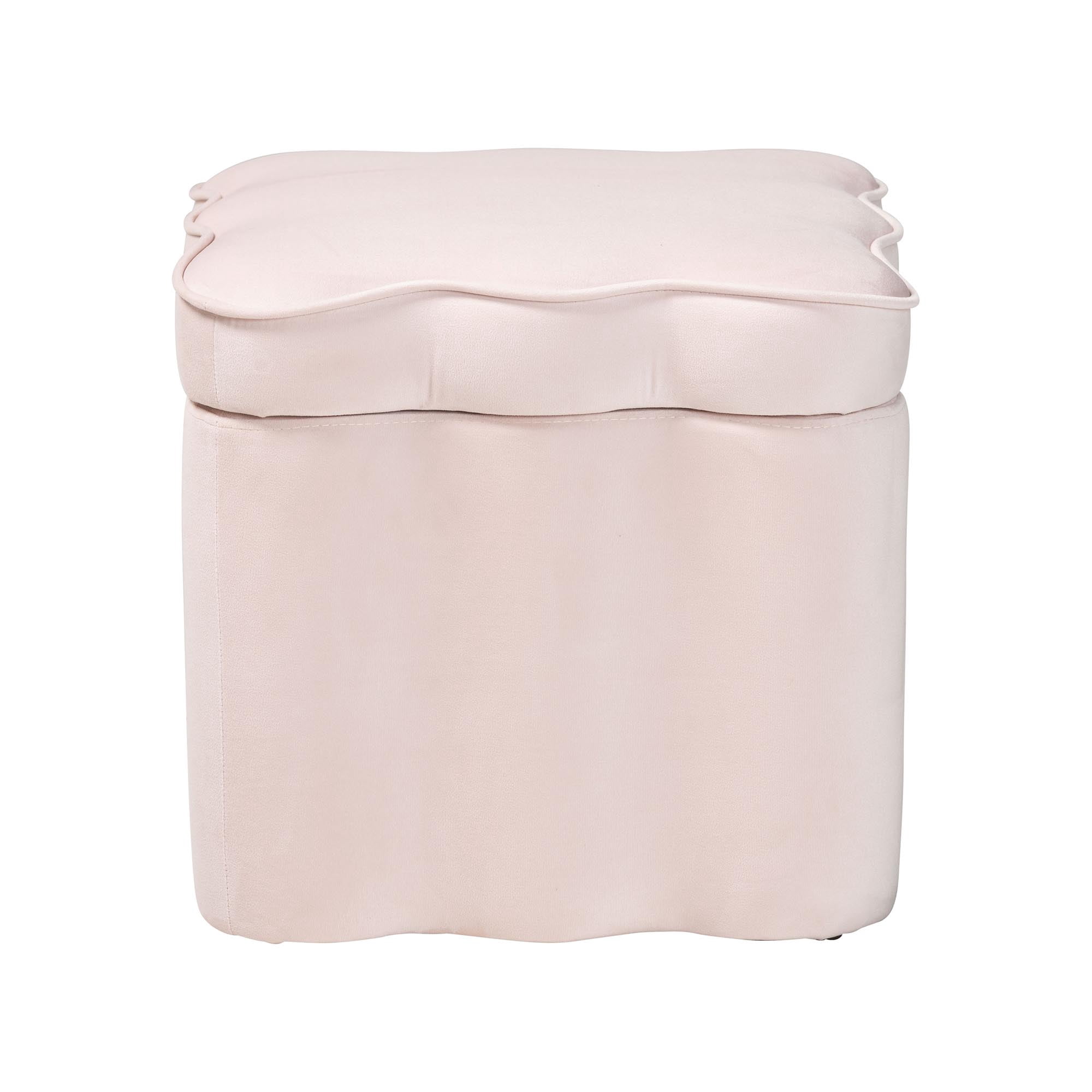 bali & pari Paulina Modern Luxe Storage Ottoman, Light Pink