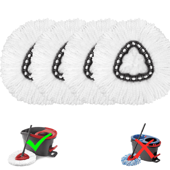 TONOS 4 Pack Mop Heads Replacement for O-Cedar Easy Wrin 1-chamber mop system, Microfiber Spin Mop Refills, Easy Cleaning Mop Head Replacement