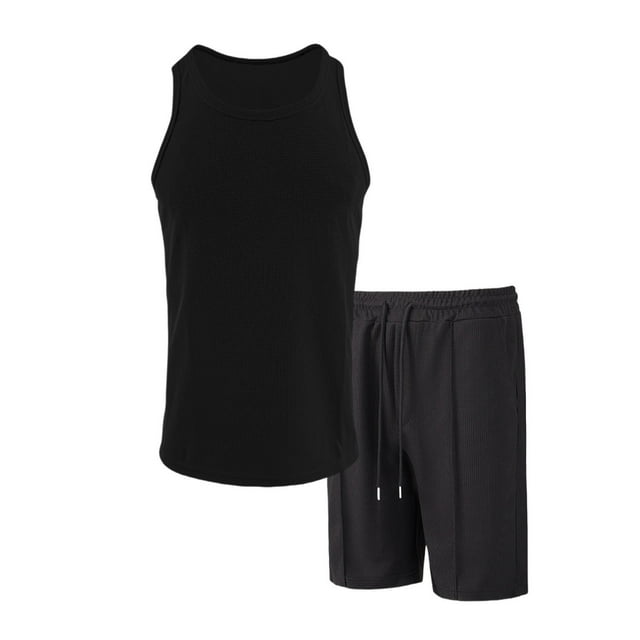 Pantalones Elásticos de Cintura para Hombre, Moda Casual de Nuevo Estilo, Chaleco Superior de Cordón de Cintura Pantalones Cortos Conjuntos
