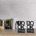 thumbnail image 2 of 2Pcs Heavy Duty Book Ends for Shelves Hollowed Letter Metal Bookend Book Stopper, 2 of 12