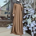 thumbnail image 4 of ZANZEA Women Round Neck Puff  Long Sleeves Muslim Raya Solid Color Party Casual Kaftan Long Dress, 4 of 4