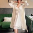 thumbnail image 2 of Lovskoo 2024 Robes for Women Bathrobe Sets Two Piece Trendy Lingerie Silk Lace Robe Dress Nightdress Nightgown Sleepwear White, 2 of 4