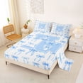 thumbnail image 2 of Manfei Aesthetic Blue Bow Full Size Sheets For Kids,Letter H Monogram Letter Bed Sheets,4pcs, 2 of 6