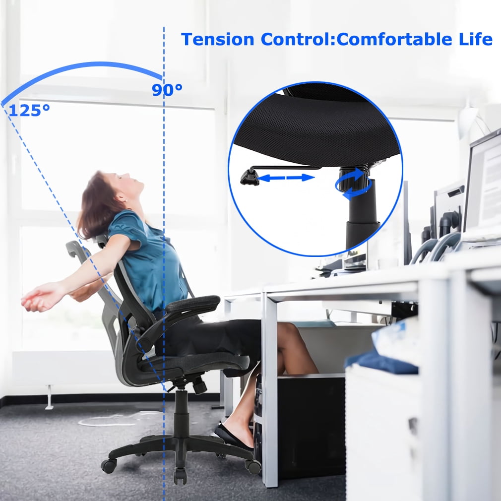 BestOffice Ergonomic Home Office Chair, Lumbar Support, Swivel Rolling for Women, Men(Black)