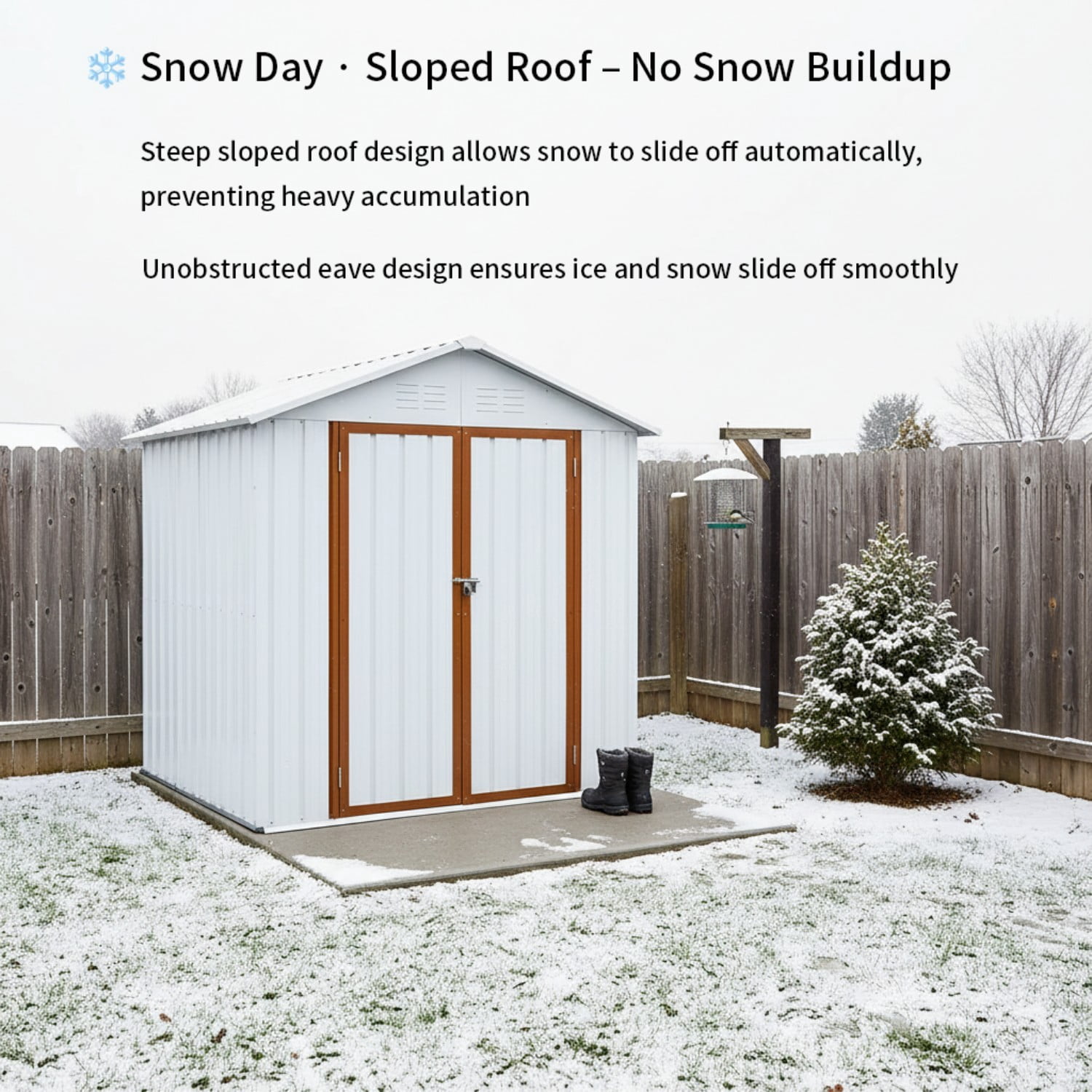 Alvantor Outdoor Storage Sheds Apex Roof Metal Shed Heavy Duty, 6x4 Ft, White+Yellow