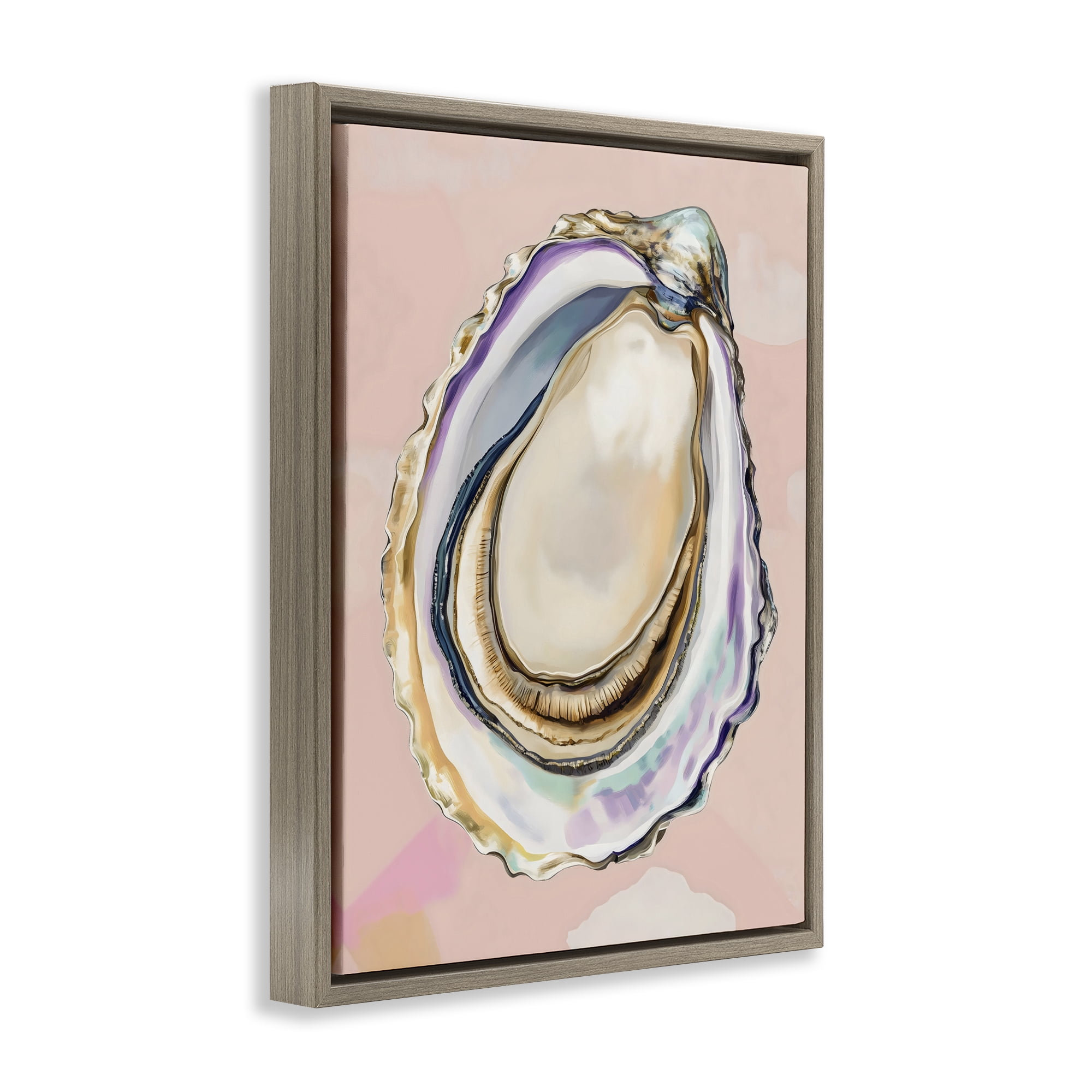 Stupell Industries Pink Oyster Shell Elegance Brown Framed Floater Canvas Wall Art, design by The Prints Vibe