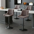thumbnail image 1 of Hawsaiy Adjustable Bar Stools Set of 4, Swivel Counter Height Bar Chairs with Back, Modern Technical Fabric Barstools for Kitchen Island & Home, Brown, 1 of 11