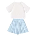thumbnail image 2 of Girl Outfits Solid Color Short Sleeve Crew Neck Top With Elastic Waist Shorts 2 Pcs Girls' Clothing Sets Sky Blue Size 9-10 Y, 2 of 3