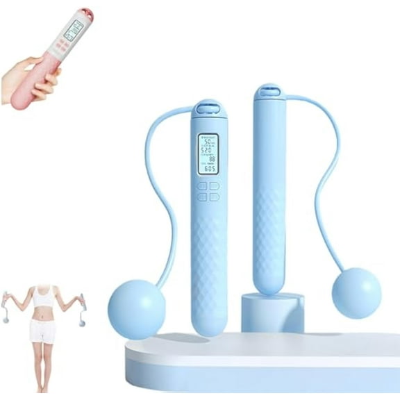 Runaivete Skipping Rope with Counter, Cordless Jump Rope, Smart Weighted Jump Ropes, LCD Counter & Timer, Calorie Tracking, Ergonomic Foam Handles, Tangle-Free, Portable for Gym