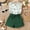Dark Green, variant on PatPat Kid Girl 2 Pieces Outfits Color Block Short Sleeve T-Shirt and Athletic Shorts Summer Set Sizes 5-12