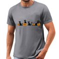 thumbnail image 5 of Gamivast Men's Cute Spooky Cat Pumpkin T-Shirt Halloween Graphic Print Short Sleeve Crewneck Tee Casual Fall Festival Top Novelty Holiday Shirt Flattering Fit Wear Gray XXXL, 5 of 5