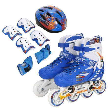 Christams Gift Elecmall Unisex Adjustable Inline Skate Set Integral Steel Plastic Indoor Outdoor Roller Children Tracer Elec