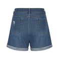 thumbnail image 3 of SBYOJLPB Denim Shorts for Women Mid Rise Ripped Jean Shorts Stretchy Folded Hem Hot Short Jeans Dark Blue 4(S), 3 of 9