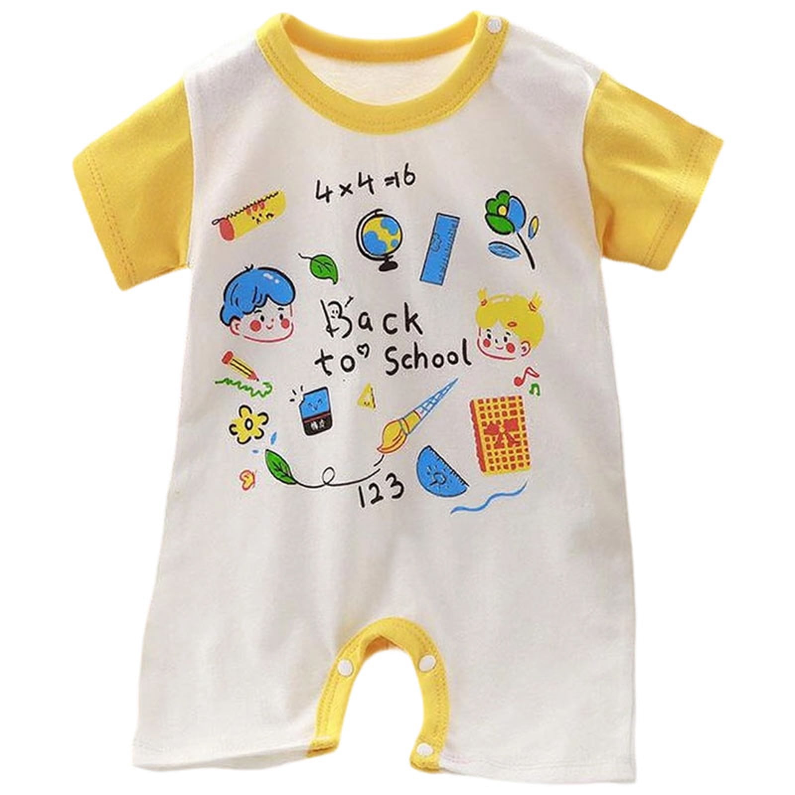 YEPGAR Newborn Infant Bodysuits Short Sleeve Summer Soft Cotton Baby Outfits Boy Newborn Baby Boy Clothes Summer Boy Infant Clothes for 0-15 Months (Yellow 6-9 Months)