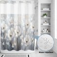 thumbnail image 2 of No Hook Shower Curtain, White Flowers Shower Curtains for Bathroom with See Through Top Window, Retro Camellia Floral Spring Grey Modern Art Waterproof & Washable Bath Curtain 60"x72", 2 of 9