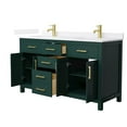 thumbnail image 2 of Beckett 60" Green Double Vanity & White Quartz Top (1-Hole) & Gold Trim, 2 of 5