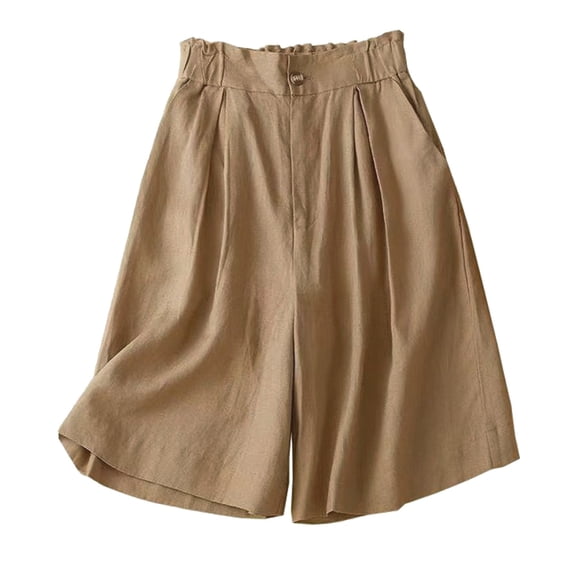 EDFBUYKRS Female Women Pants Casual Wide Leg Dress Pants for Women Petite Women's Wide Leg Pants Waist Quarter Pants Dropping Feel Summer Loose Thin Breathable Shorts L