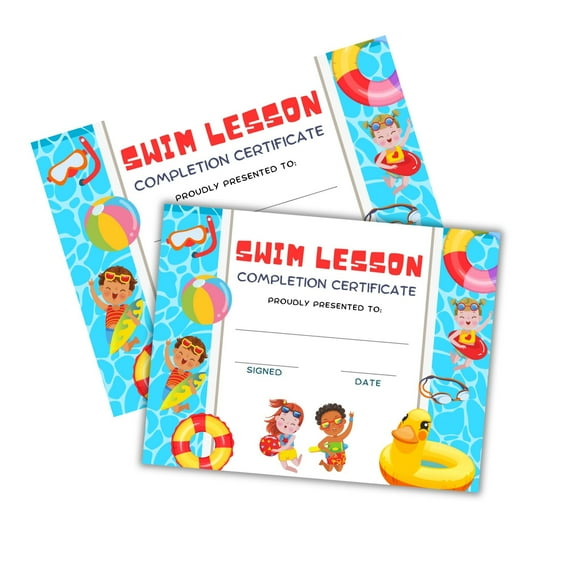 Swimming Swim Lessons Certificate of Completion  30 pk 8.5x11 Level Pool Summer Award Graduate Kids Swim Team End of Year Teacher Student