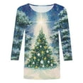 thumbnail image 4 of larppty 3/4 Length Sleeve Womens Tops V Neck Xmas T Shirts Dressy Casual Basic Tees 2025 (Light Blue, M), 4 of 4