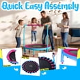 thumbnail image 6 of YORIN 36" Trampoline for Kids, 3FT Mini Indoor/Outdoor Foldable Toddler Trampoline with Adjustable Foam Handle, Small Rebounder Fitness Trampoline with No-Gap Padded Cover, Gift for Baby, Girls, Boys, 6 of 11