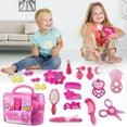 thumbnail image 3 of Rirool Little Girl Pretend Play Makeup & Hair Station Set with Case - Beauty Salon Toy Kit for Ages 1-4, 3 of 10