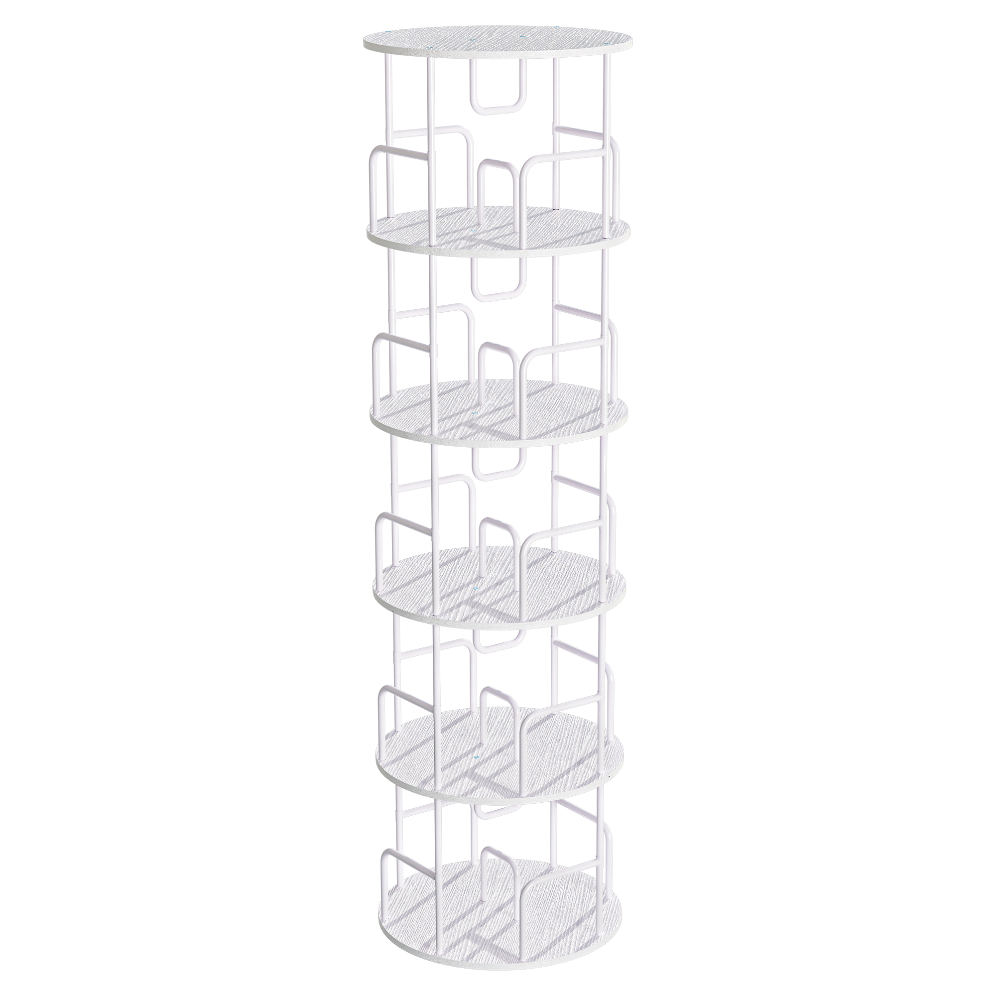 Leumius 5 Tier Rotating Bookshelf, Revolving 360 Book Shelf Narrow Tall Bookcase, Vertical Turning Round Storage Bookshelf for Bedroom, Living Room White