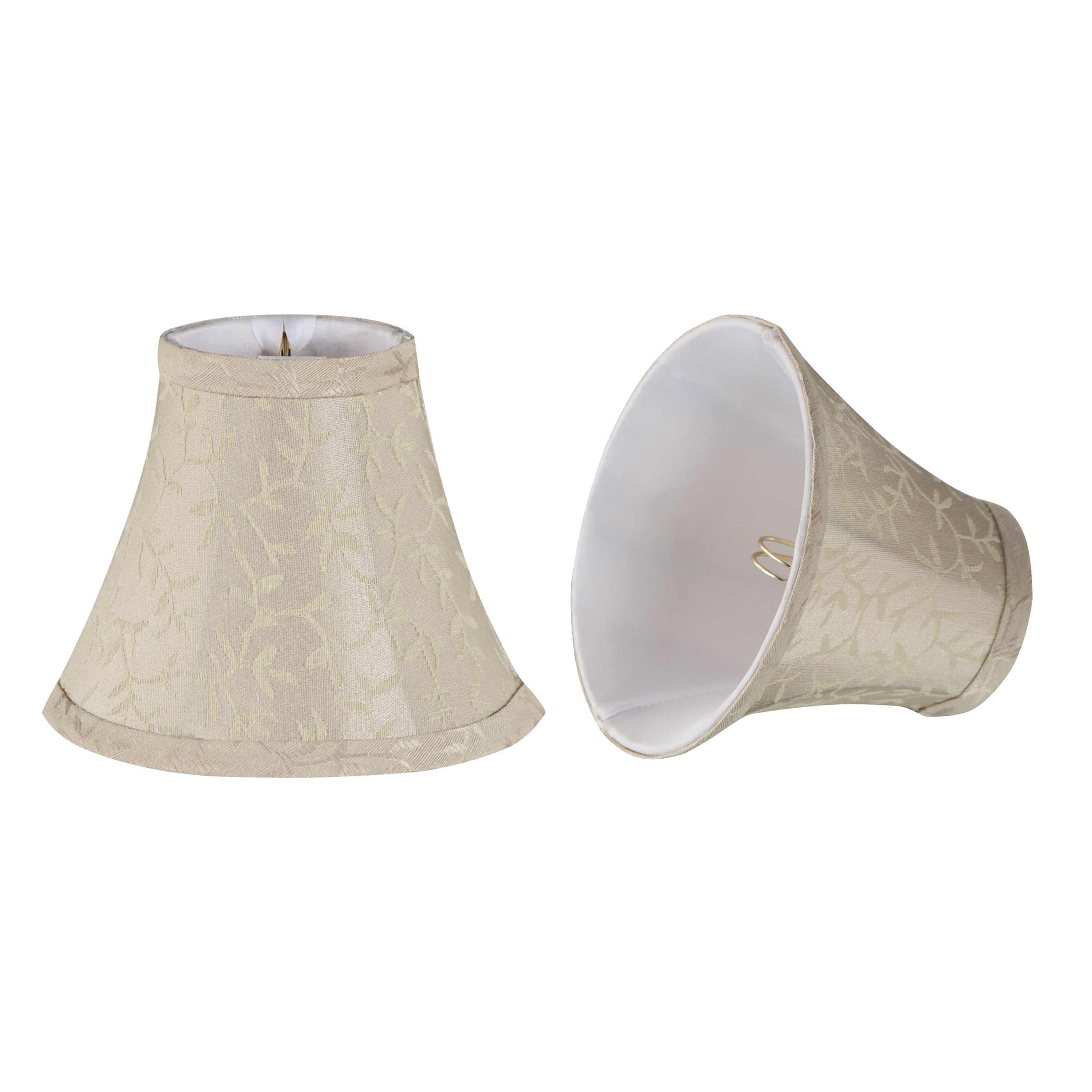 Beige Jacquard Fabric Bell Shape Chandelier Lamp Shades, 6" Set of 2