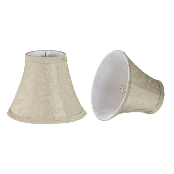 Aspen Creative 30077-2 Small Bell Shape Chandelier Clip-On Lamp Shade Set (2 Pack), Transitional Design in Beige, 6" bottom width (3" x 6" x 5")