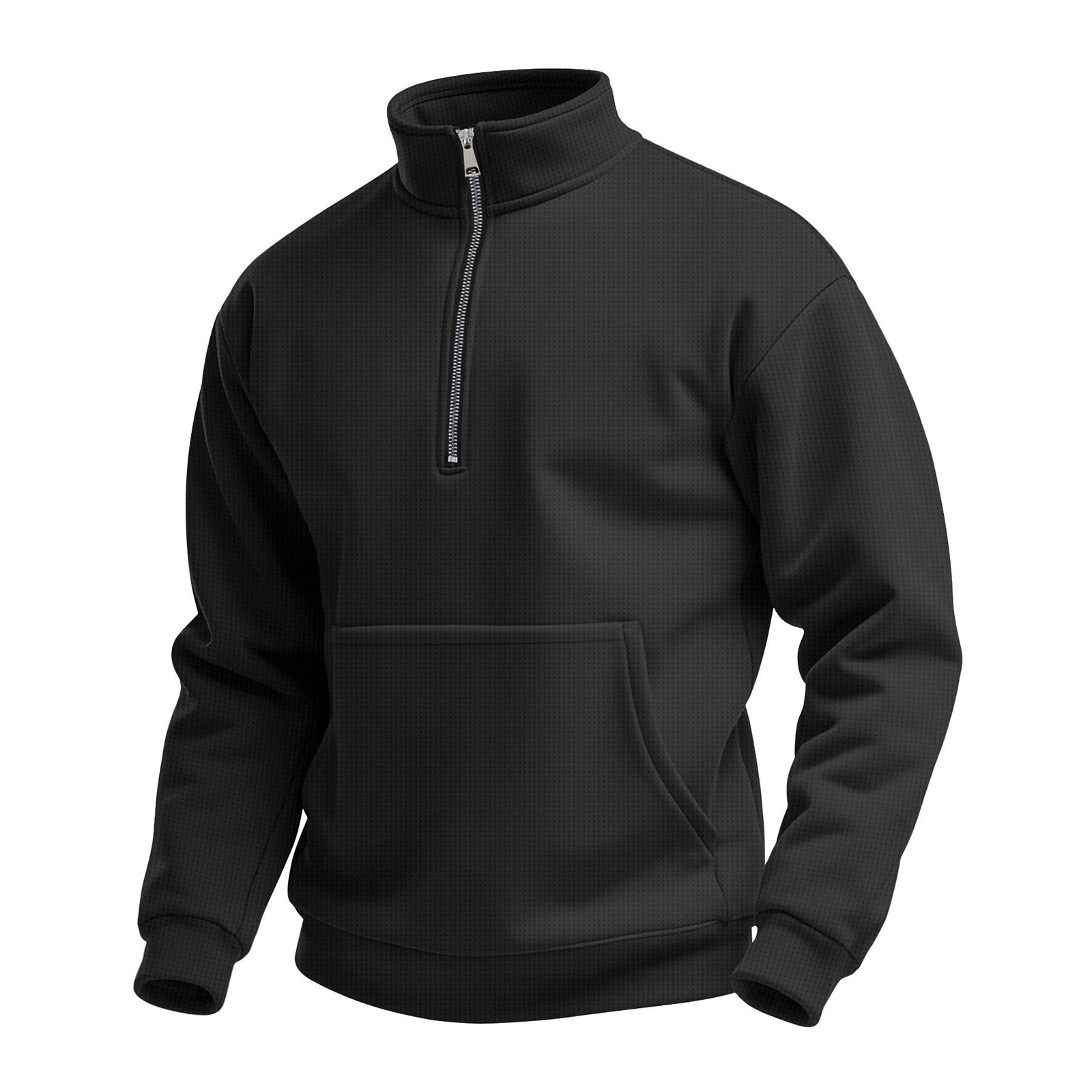 Sweat-shirt Homme à Demi-fermeture éclair - Coupe Ample, Poche Zippée, Manches Longues