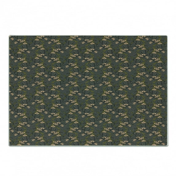 Floral Cutting Board, Classic Blooming Foliage with Victorian Shabby Vintage Flourish Print, Decorative Tempered Glass Cutting and Serving Board, in 3 Sizes, by Ambesonne