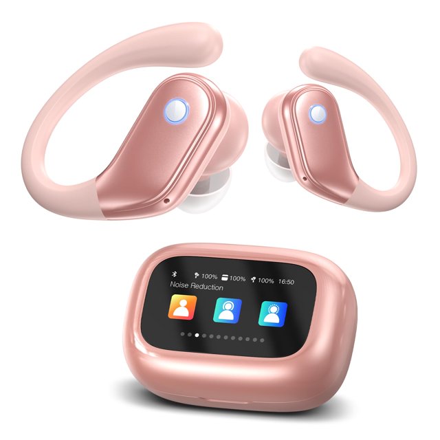 Auriculares inalámbricos Jaddsa Bluetooth 5.4 con control táctil rosa