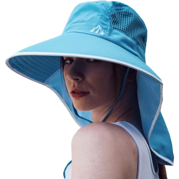 Sun Hat Womens UV Protection Fishing Hat Foldable Waterproof Hiking Hat Women Wide Brim Gardening Hat with Neck Flap
