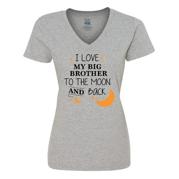Inktastic I Love My Big Brother To The Moon and Back Women's V-Neck T-Shirt