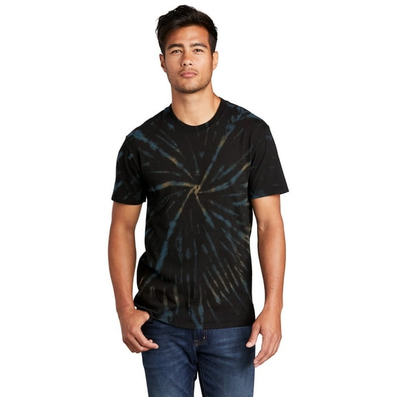 Port & Co Adult Male Men Dye Short Sleeves T-Shirt Black Galxy Sp Medium