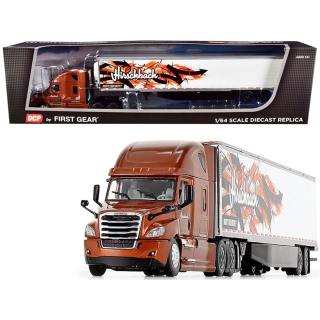 Cabina dormitorio de techo alto 2018 Freightliner Cascadia con remolque refrigerado Utility Reefer 1/64 First Gear 60-0832