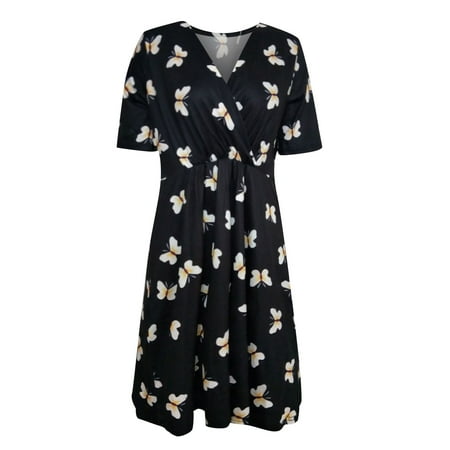 

QIIBURR Clothes for Women Pregnant Women Clothes Tied Bandwidth Loose Skirt Flower Print Maternity Dress