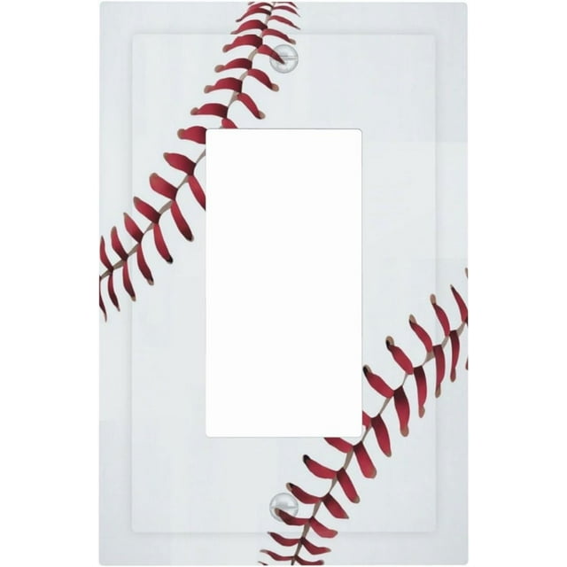 Nadoabtm Decorative Outlet Covers Baseball Pattern Wall Plate 1 Gang Single Rocker Light Switch Cover Plate Wall Plates GFCI Faceplate for Bedroom Bathroom Decor