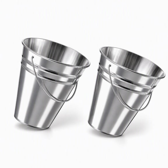 Stcellnmex 2 Pcs Metal Buckets with Handle 4.5x5 Inch Galvanized Basket for Party Crafts Vase Silver