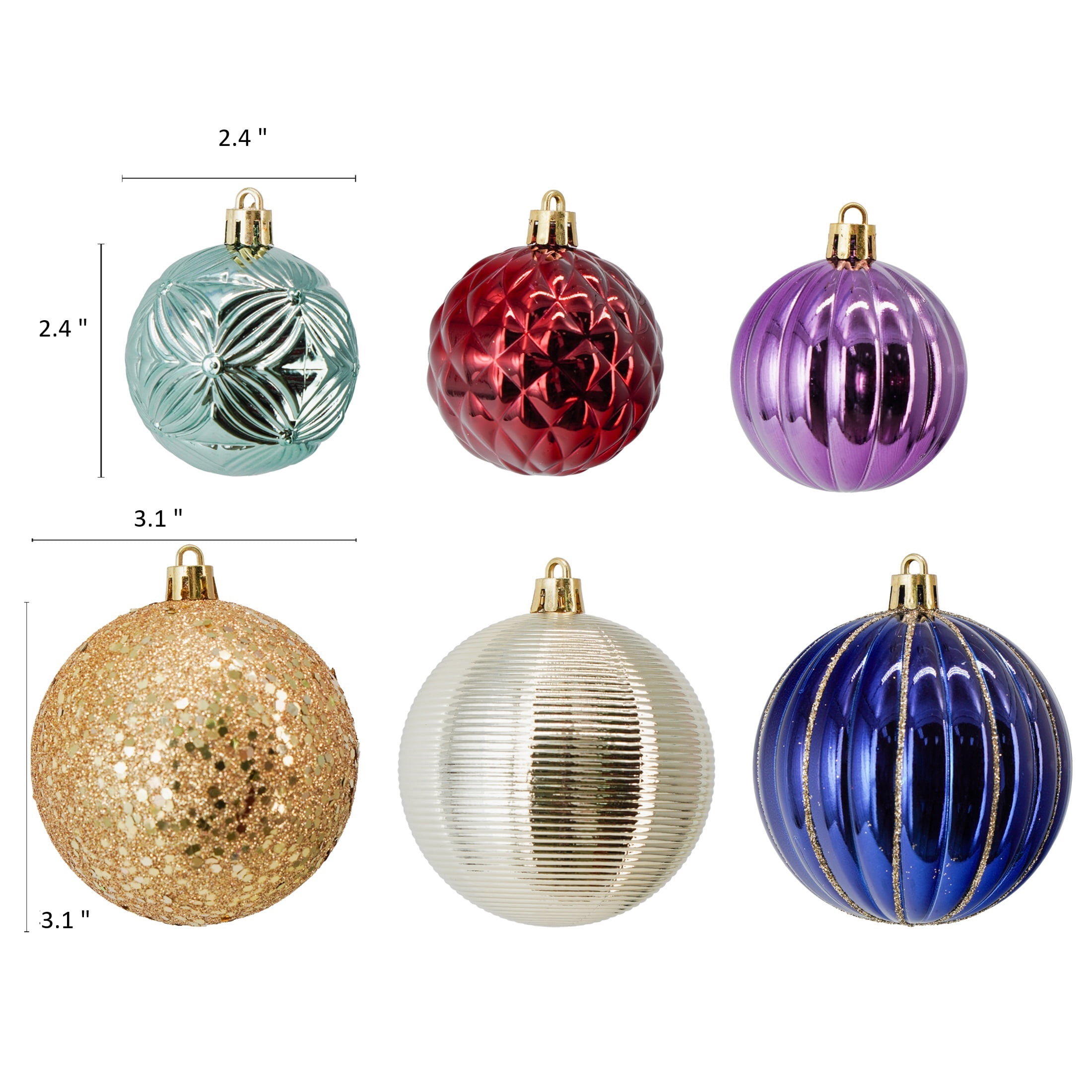 75-Count Multicolor Tranquil Ball Shatterproof Christmas Ornaments, by Holiday Time
