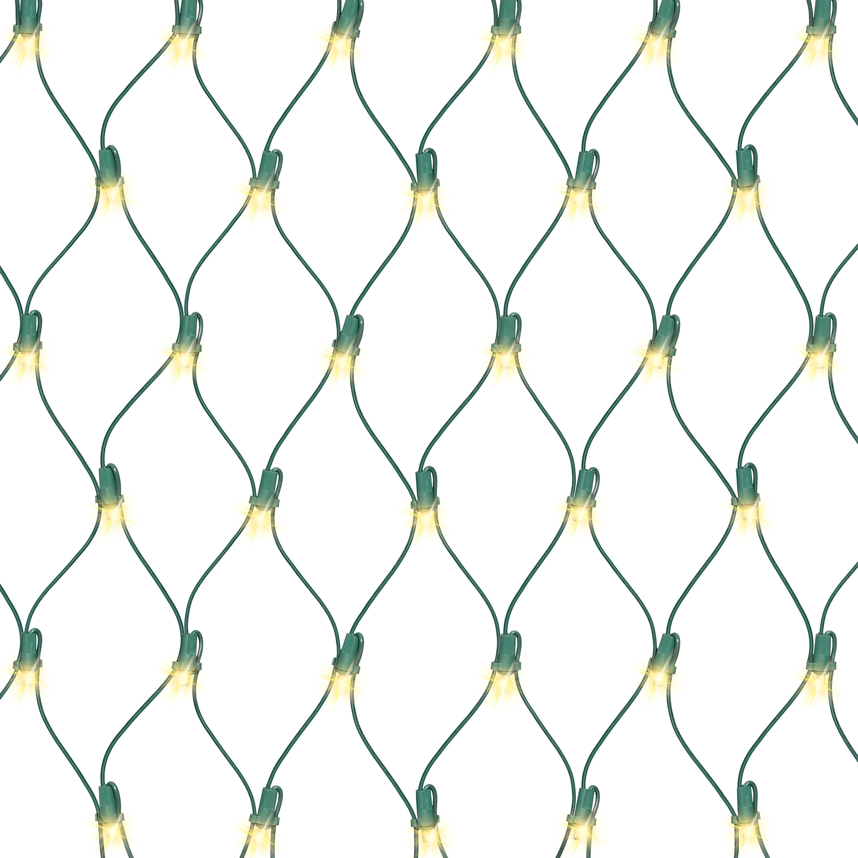 Indoor/Outdoor 160-Count LED 8-Function Sync Christmas Net Lights, Warm White, Green Wire, 6' x 4', by Holiday Time