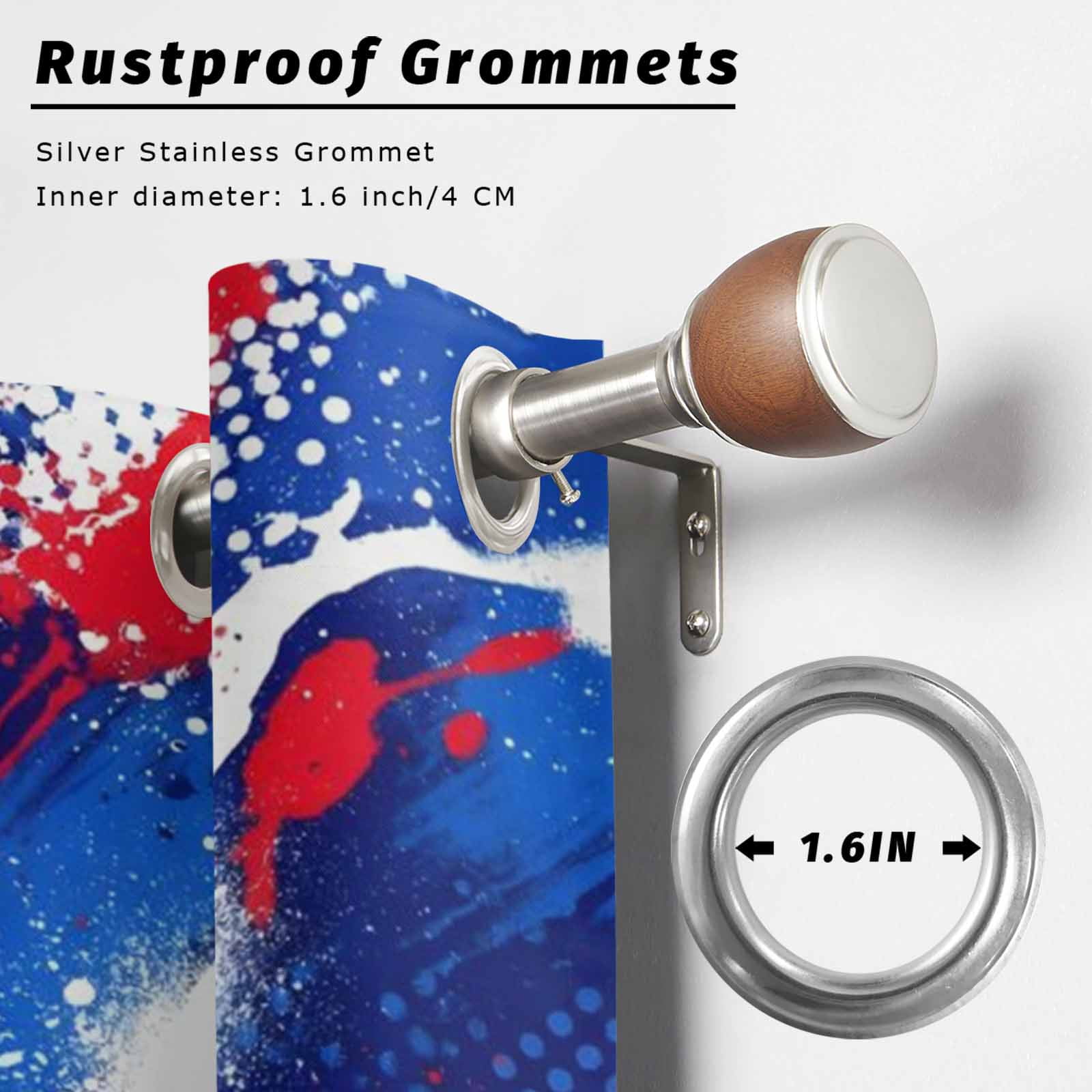 Happy 250 Years Outdoor Curtains for Patio, Independence Day Blue Red White Splash Polka Dots Sunshade Privacy Drapes Grommet Waterproof Outside Curtains for Porch/Cabana/Balcony 54"x 108", 1 Panel
