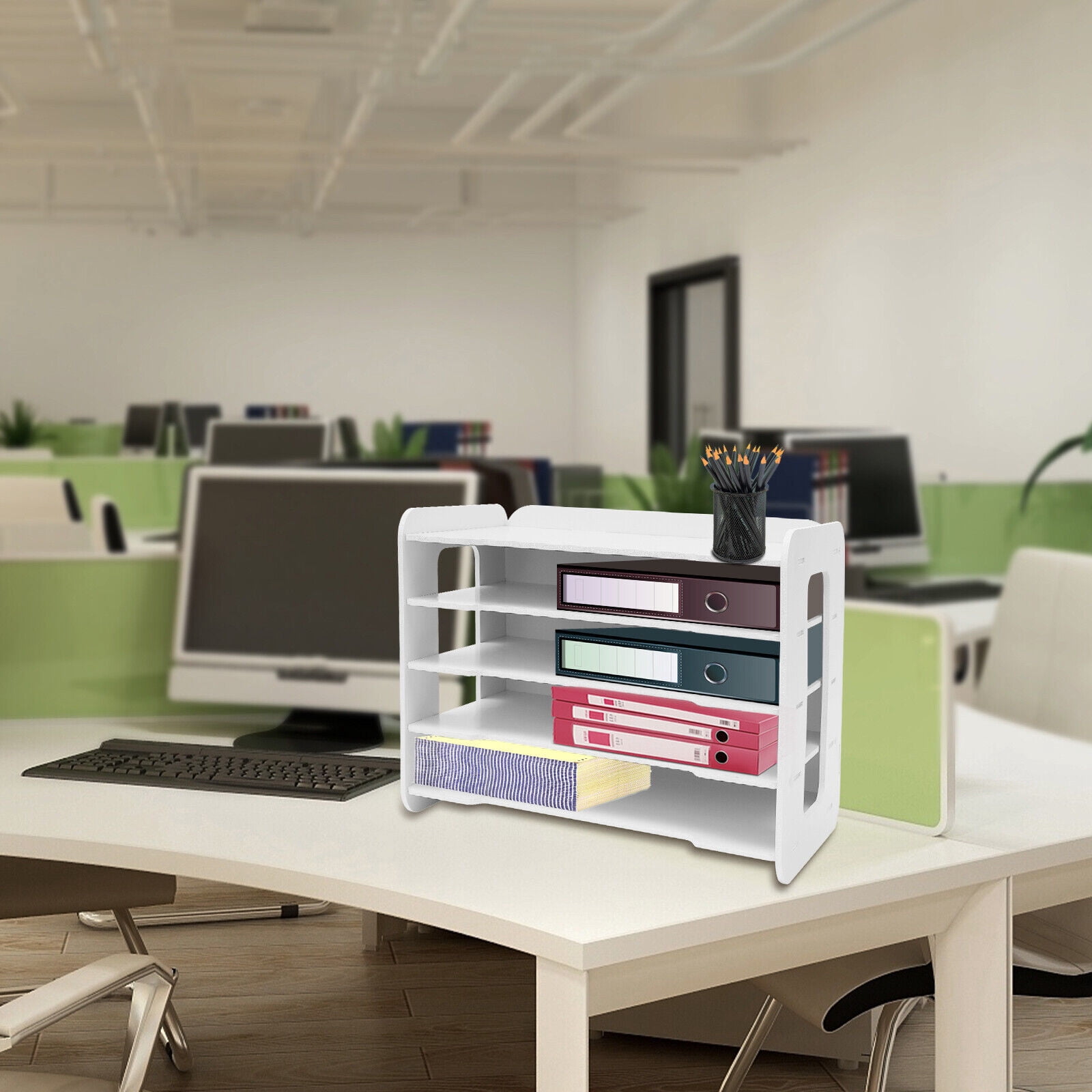 Stackable Letter Tray Office Desk Paper Document Organizer File Trays 5-Layers