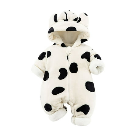 

Jumpsuits for Girls Kids Thick Snowsuit Winter Warm Coats Cow Hooded Long Sleeve Romper Jumpsuit Toddler
